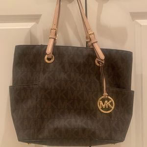 Michael Kors Jet Set Monogram Tote Brown